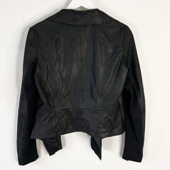SAS Sportswear Black Genuine Leather Open Front Jacket - Picture 2 of 6